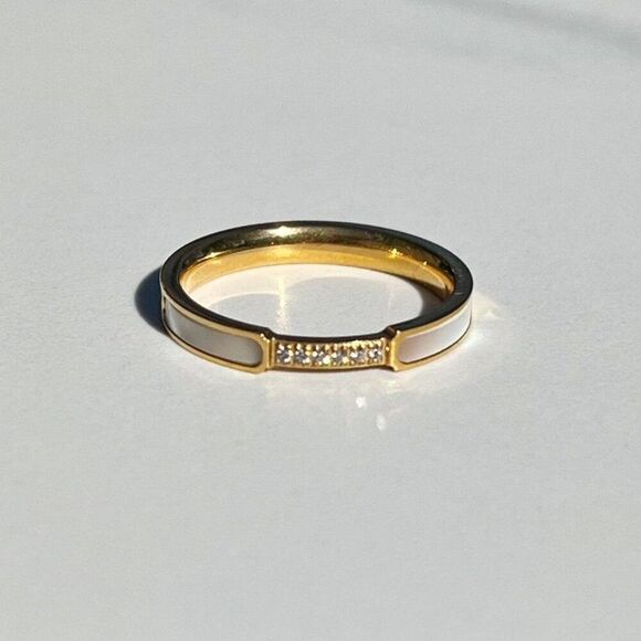 New! “Louisa” Dainty Iridescent/Gold Ring - Picture 1 of 4